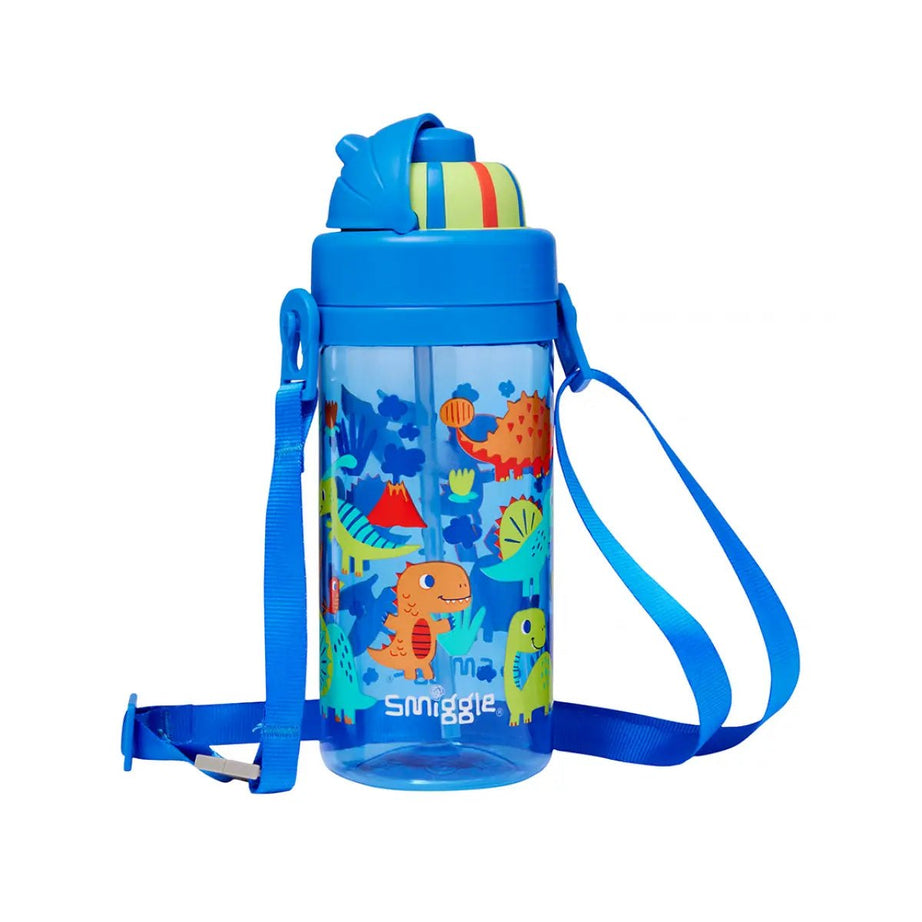 Smiggle - Glide Teeny Tiny Dinossi डिज़ाइन 400 ML BPA मुक्त छुपा स्ट्रॉ वाला पानी की बोतल