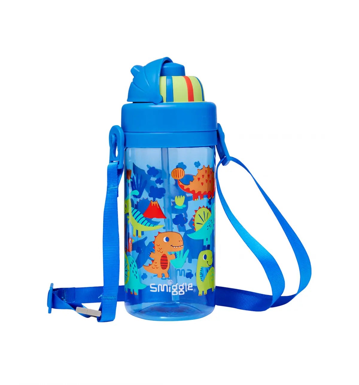 Smiggle - Glide Teeny Tiny Dinossi डिज़ाइन 400 ML BPA मुक्त छुपा स्ट्रॉ वाला पानी की बोतल