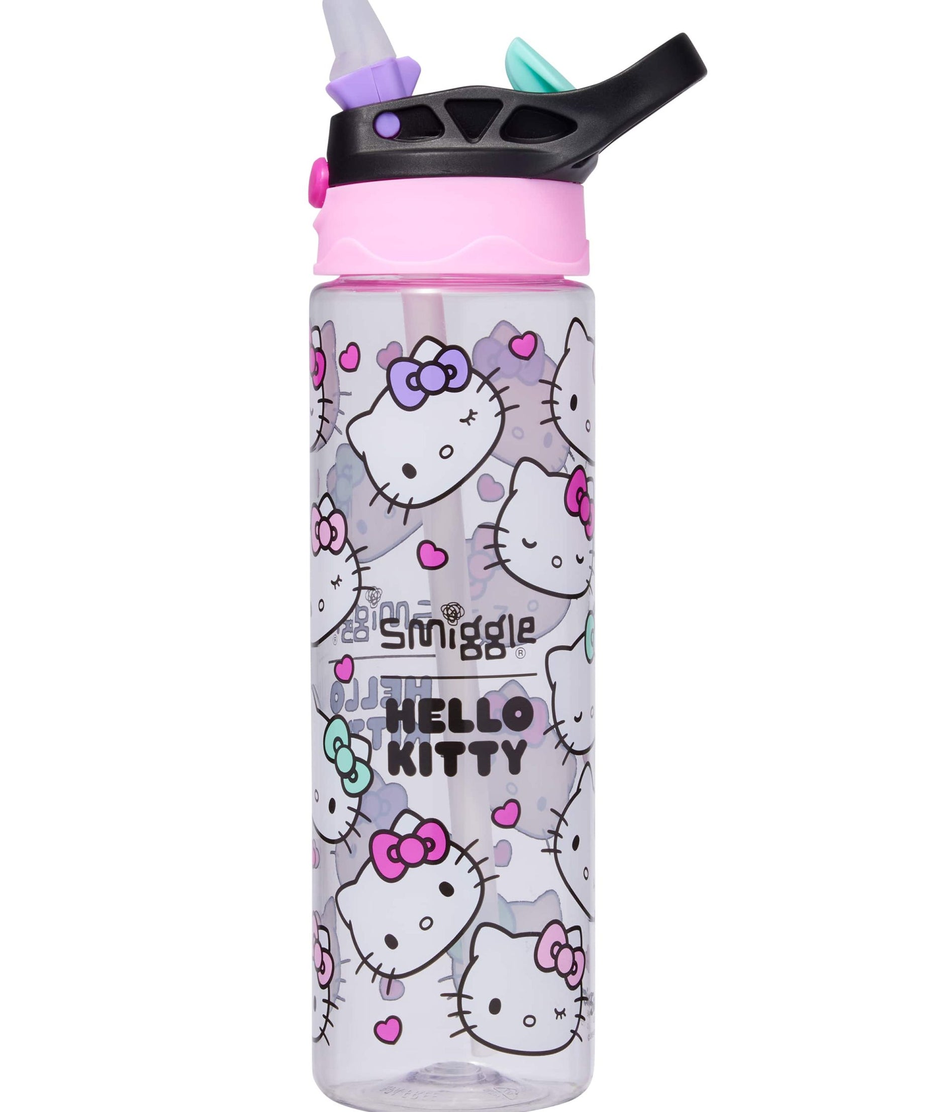 Smiggle - Hello Kitty BPA मुक्त ऑटोमैटिक पाइप वाला 650ML पानी की बोतल