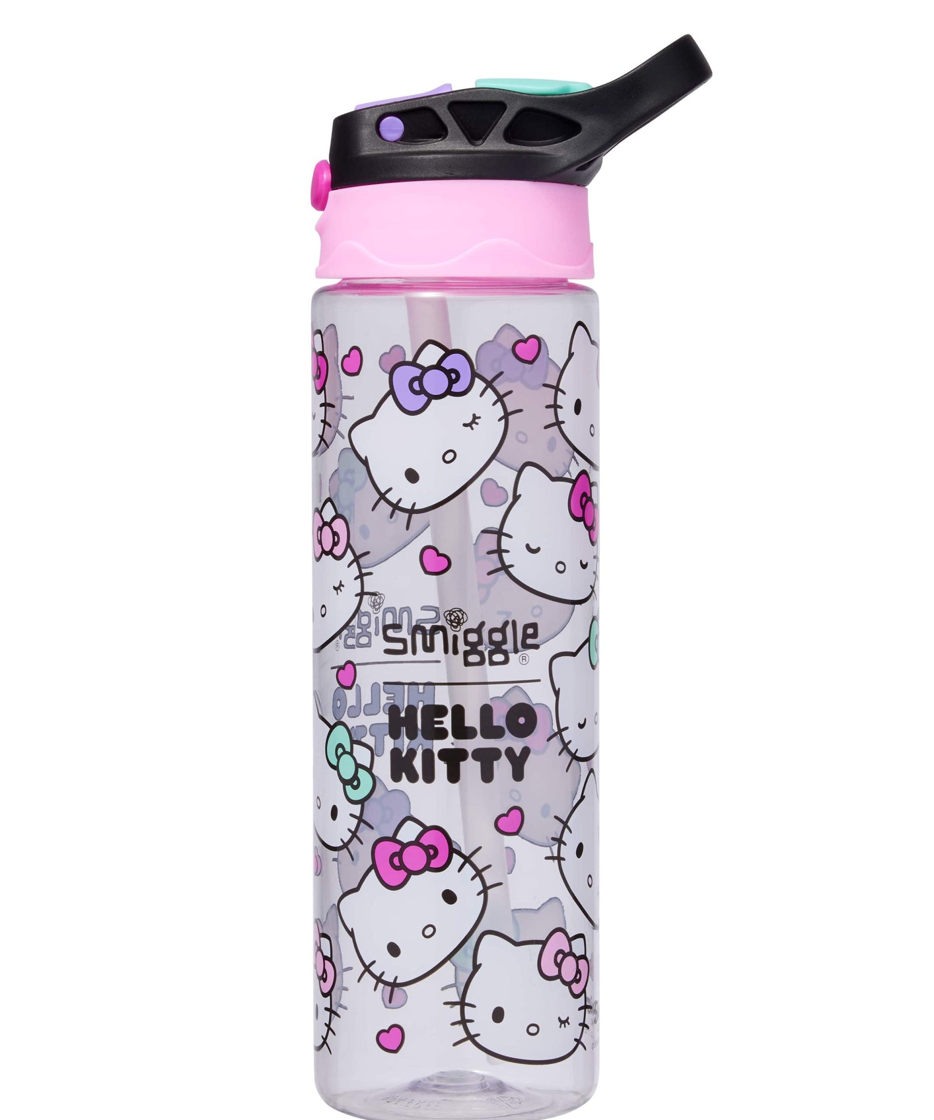 Smiggle - Hello Kitty BPA मुक्त ऑटोमैटिक पाइप वाला 650ML पानी की बोतल
