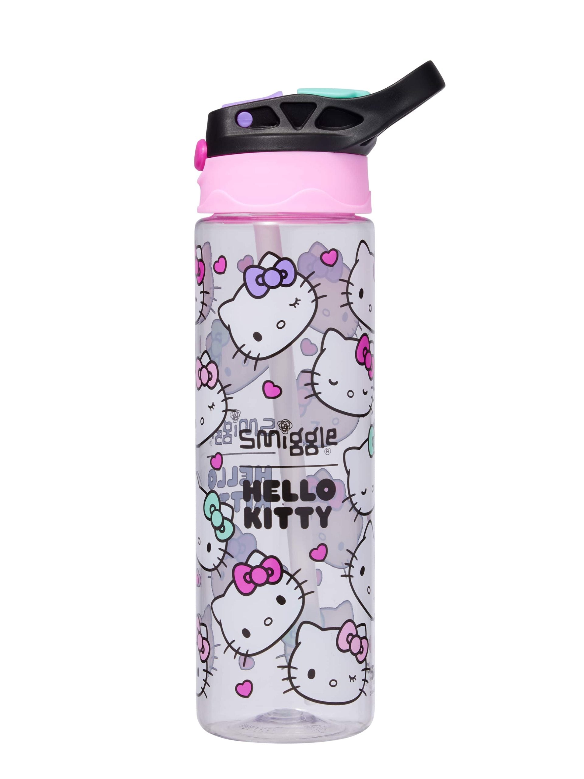 Smiggle - Hello Kitty BPA मुक्त ऑटोमैटिक पाइप वाला 650ML पानी की बोतल