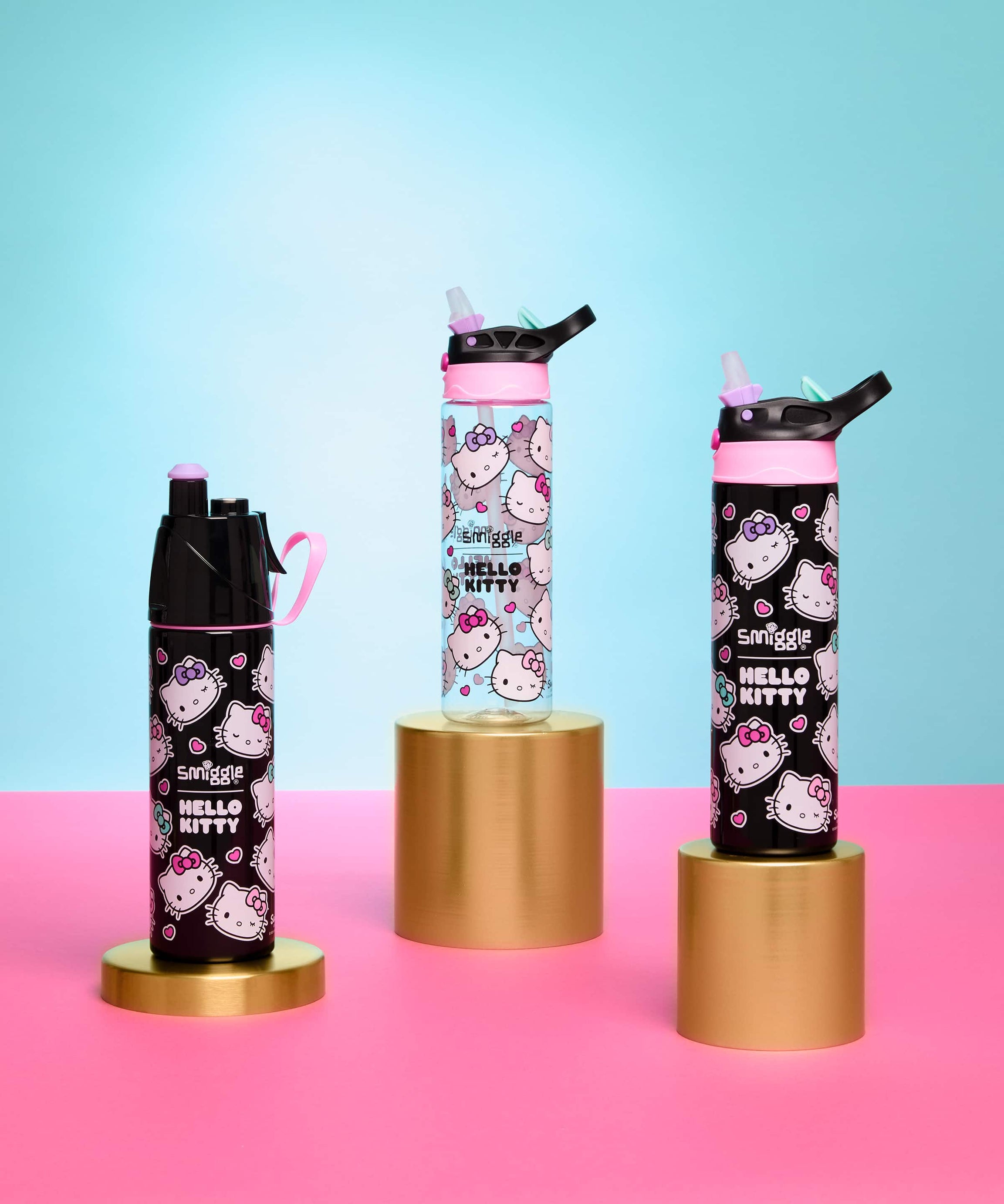 Smiggle - हेलो किटी पानी स्प्रेयर 500ML स्टील की बोतल