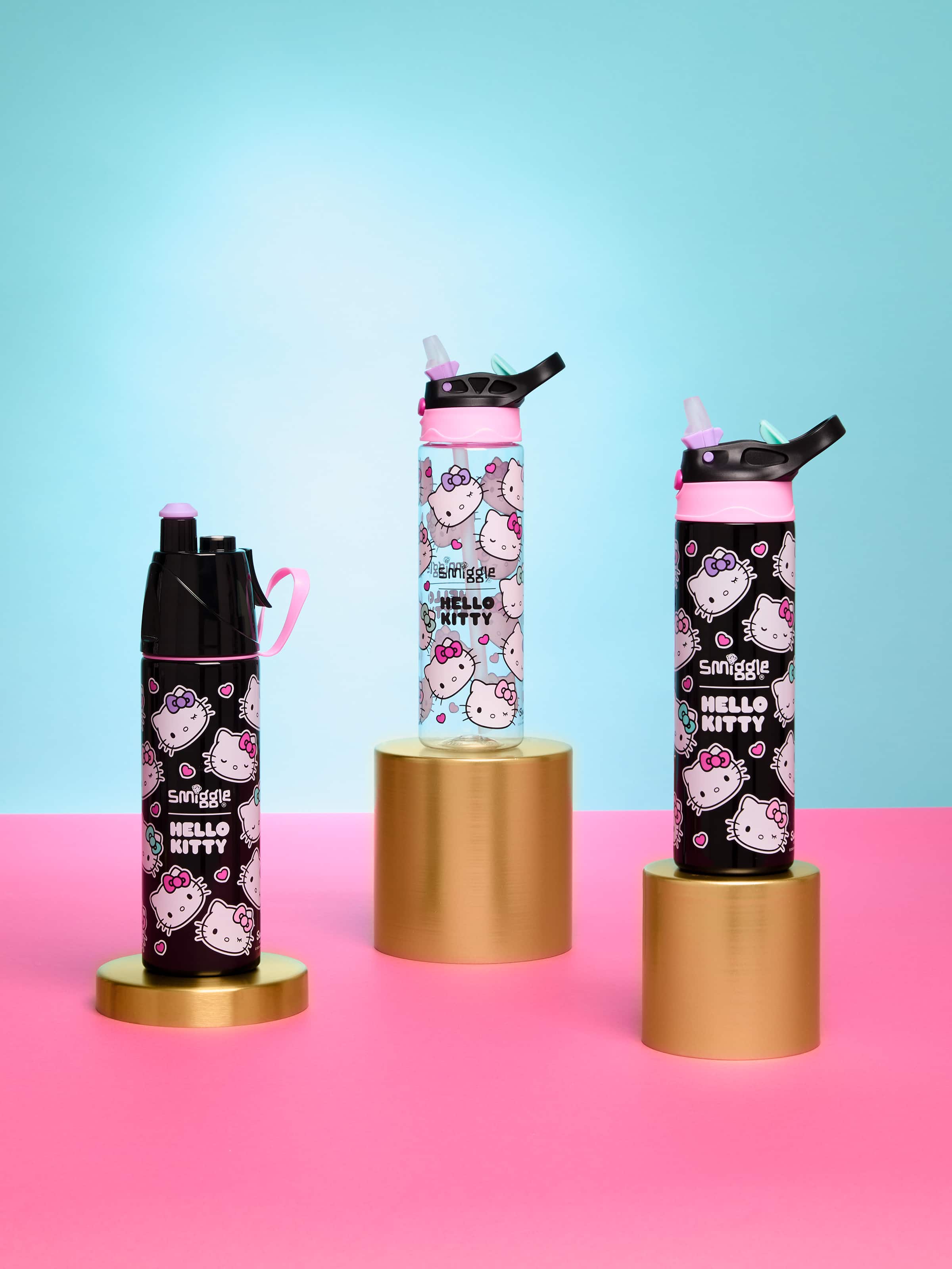 Smiggle - हेलो किटी पानी स्प्रेयर 500ML स्टील की बोतल