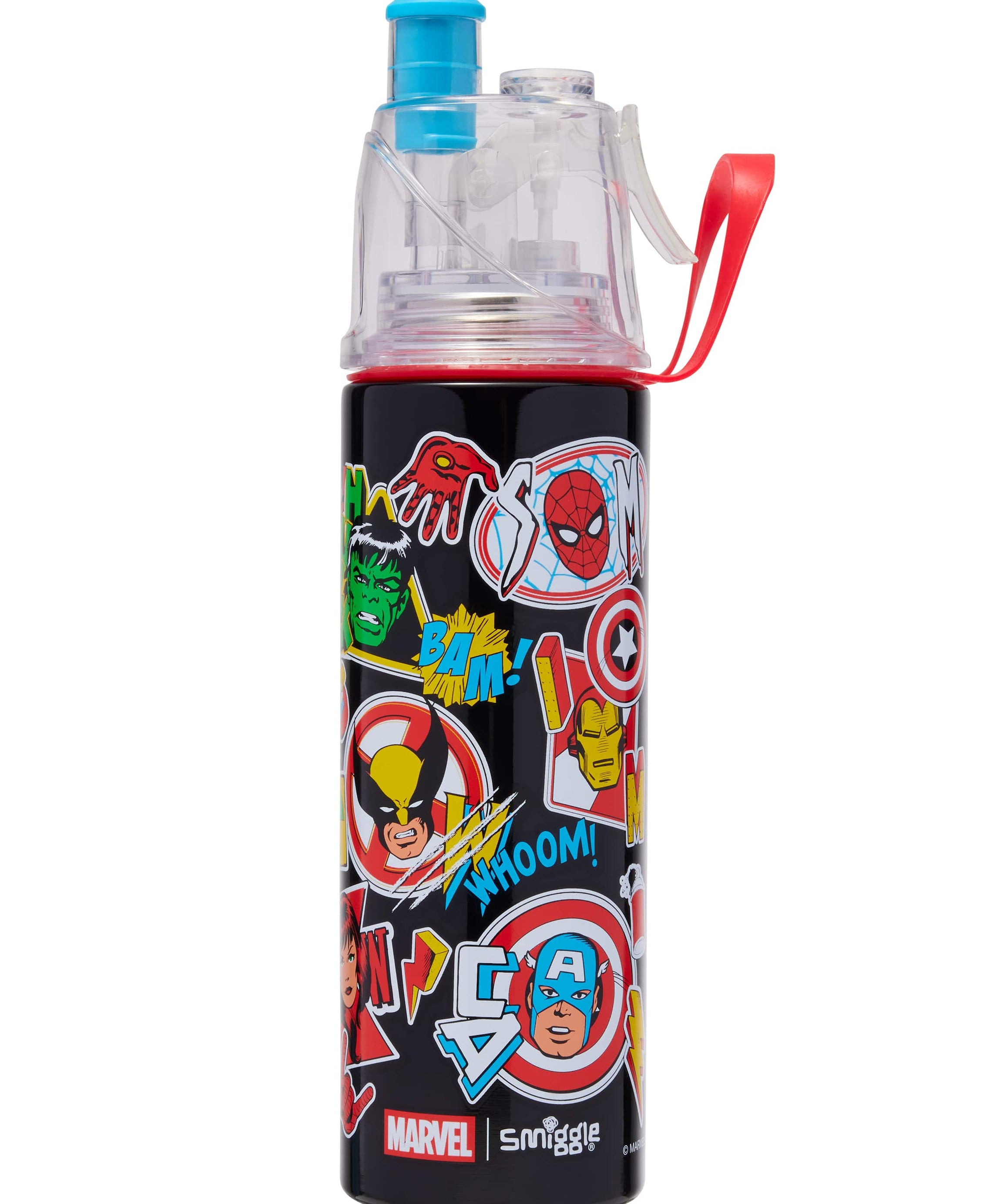 Smiggle - मार्वल स्प्रे बोतल 500ML स्टील मटका