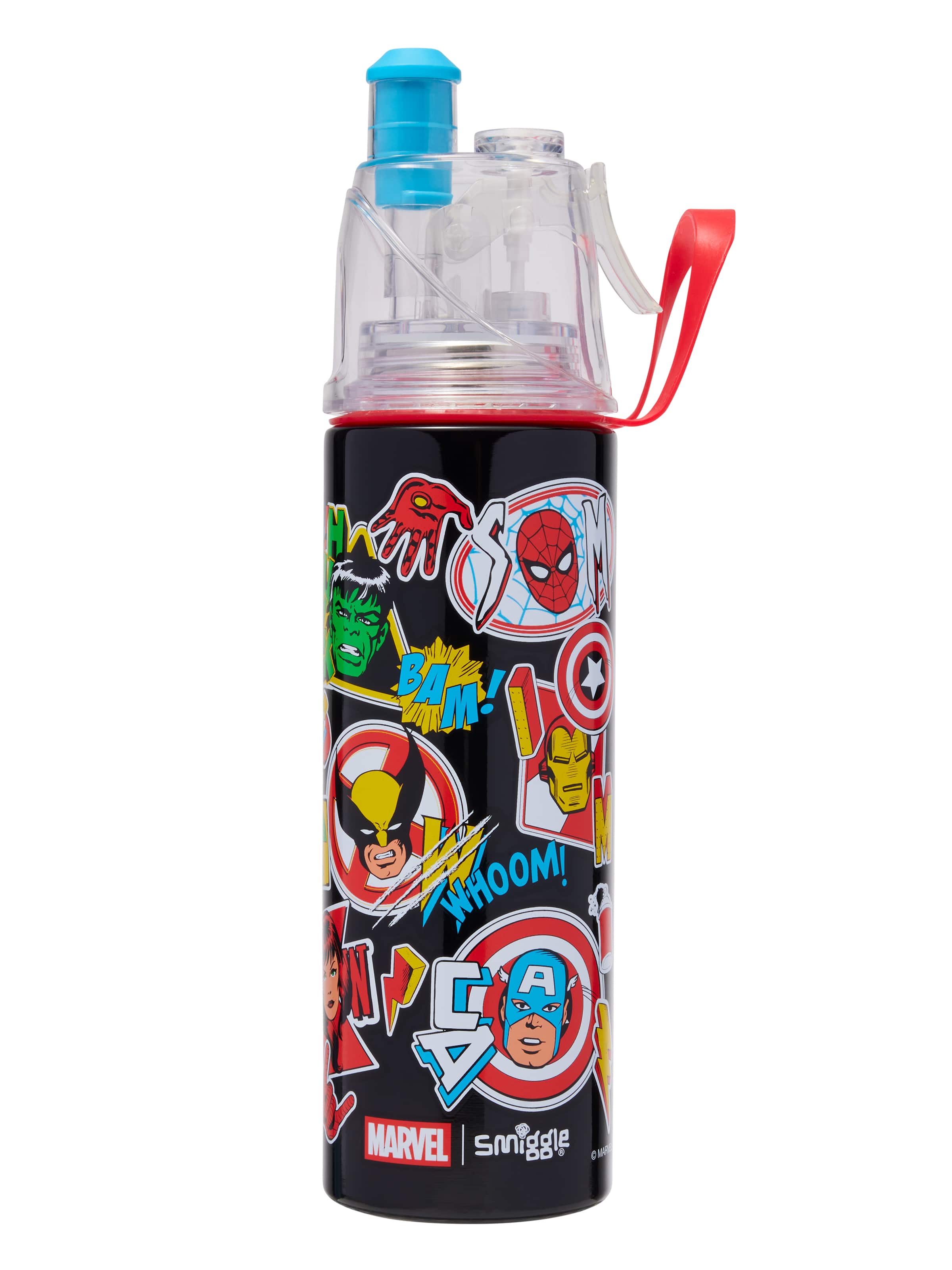 Smiggle - मार्वल स्प्रे बोतल 500ML स्टील मटका
