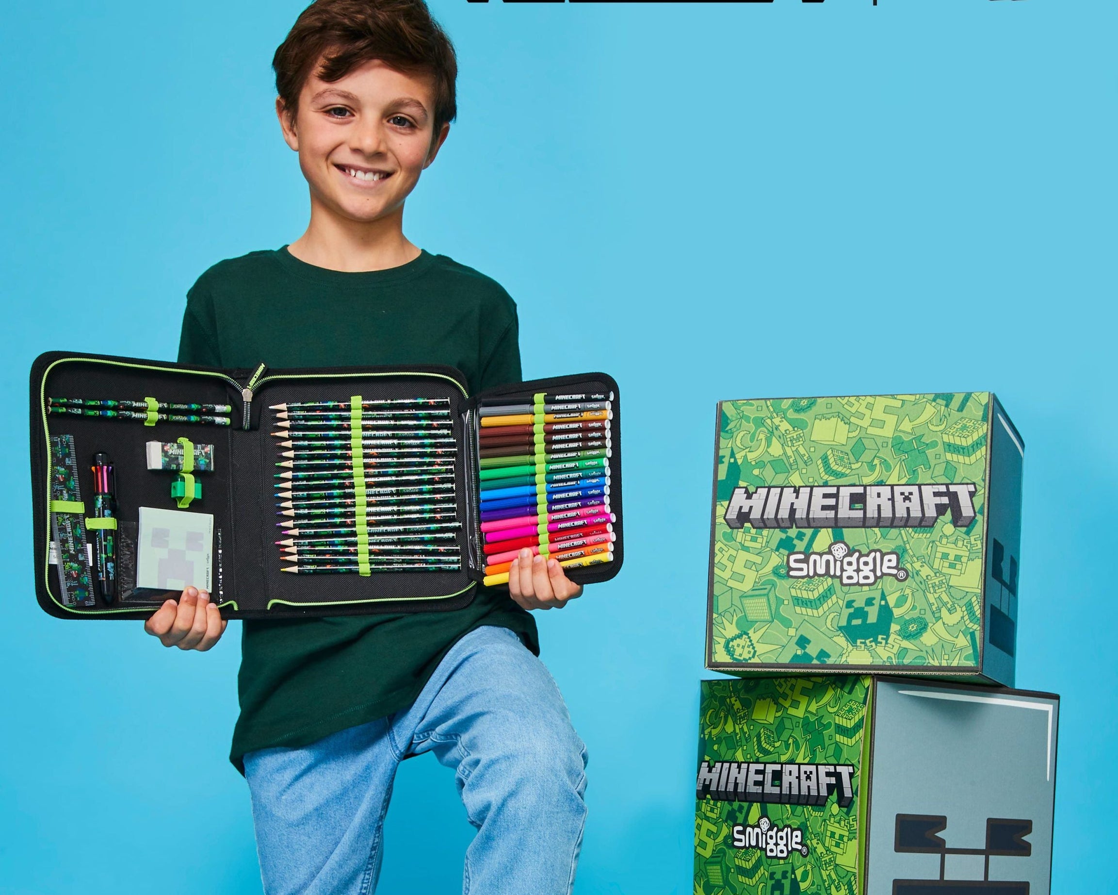Smiggle - Minecraft स्टेशनरी सेट और पेंसिल बॉक्स