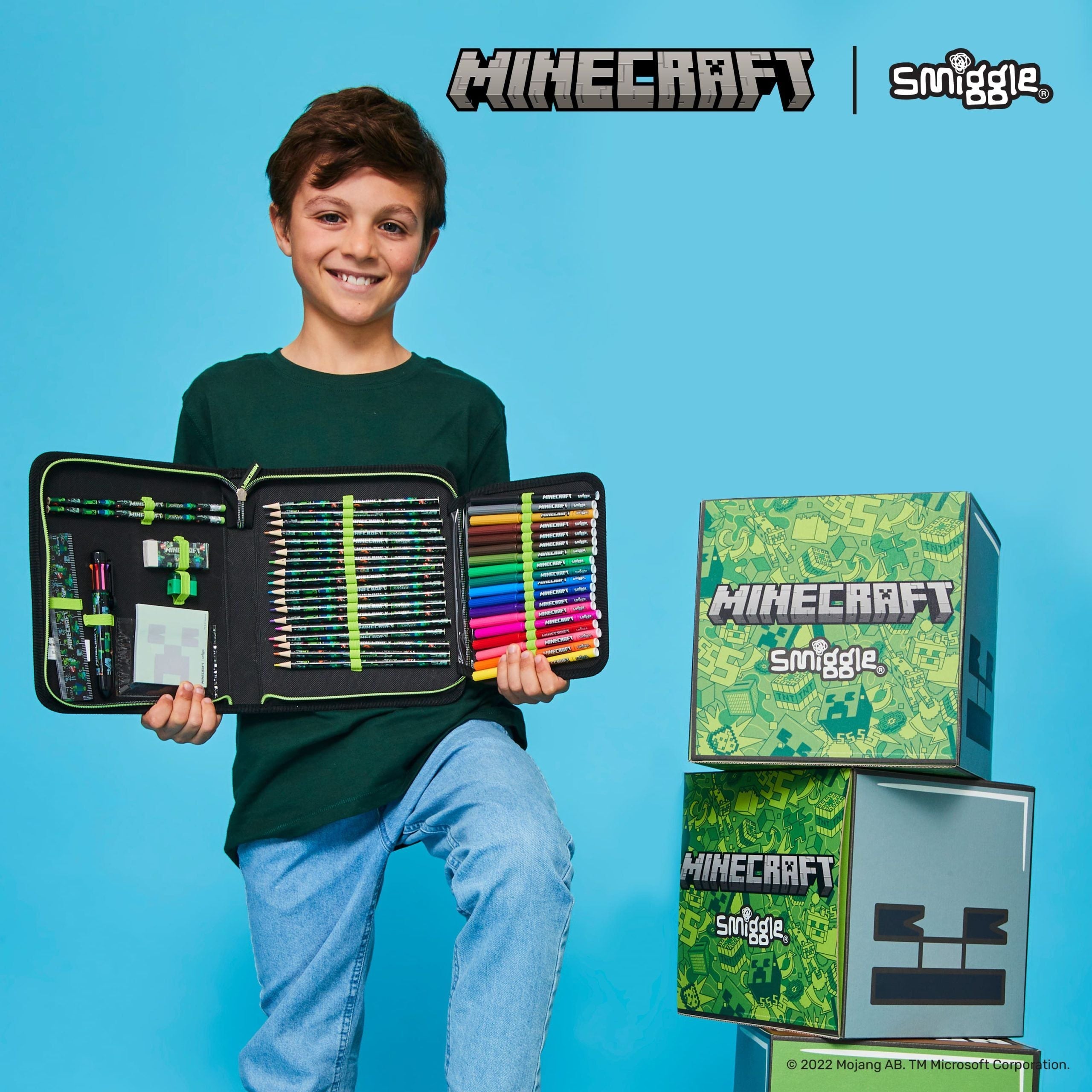 Smiggle - Minecraft स्टेशनरी सेट और पेंसिल बॉक्स