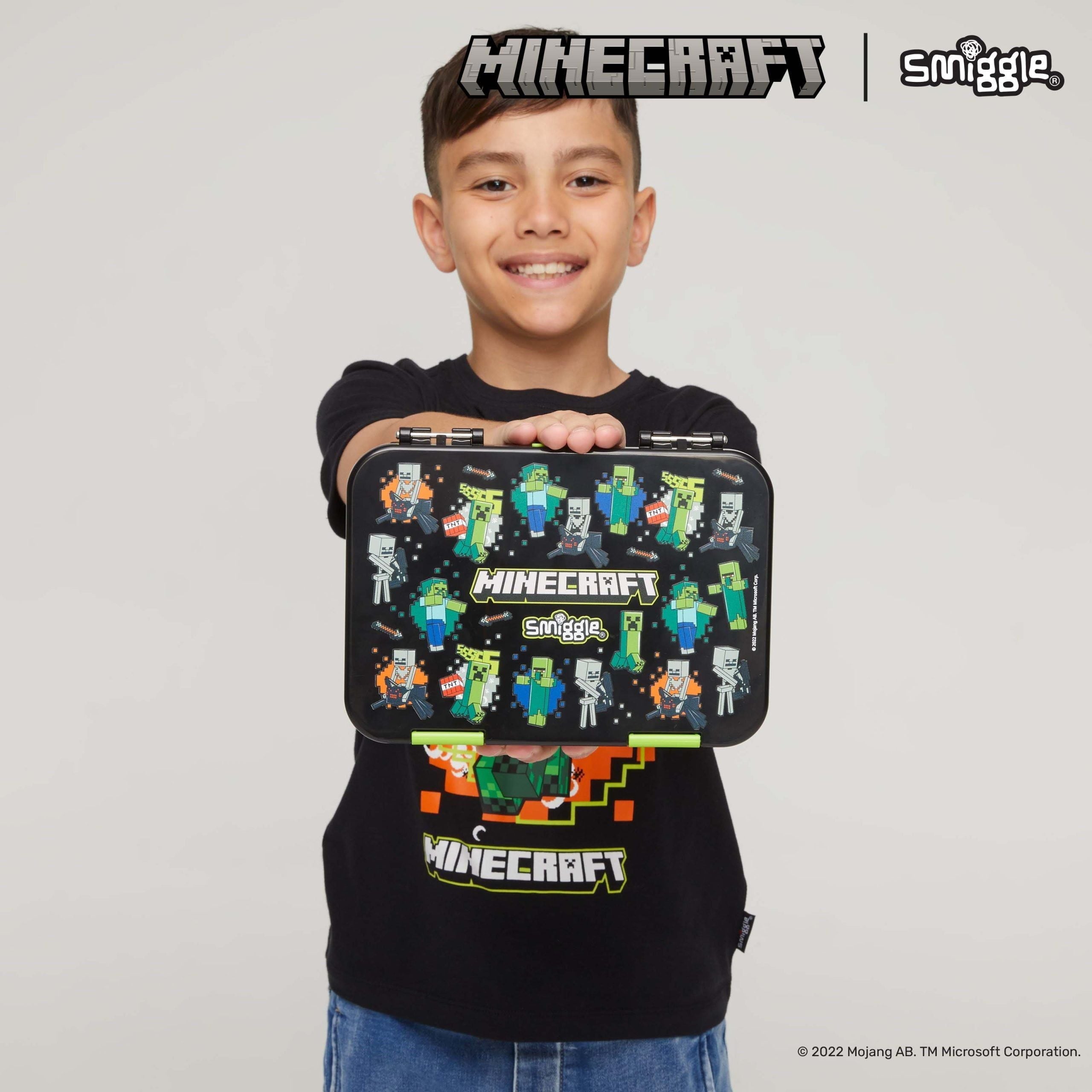 Smiggle - Minecraft मध्यम आकार का बेंटो लंच बॉक्स