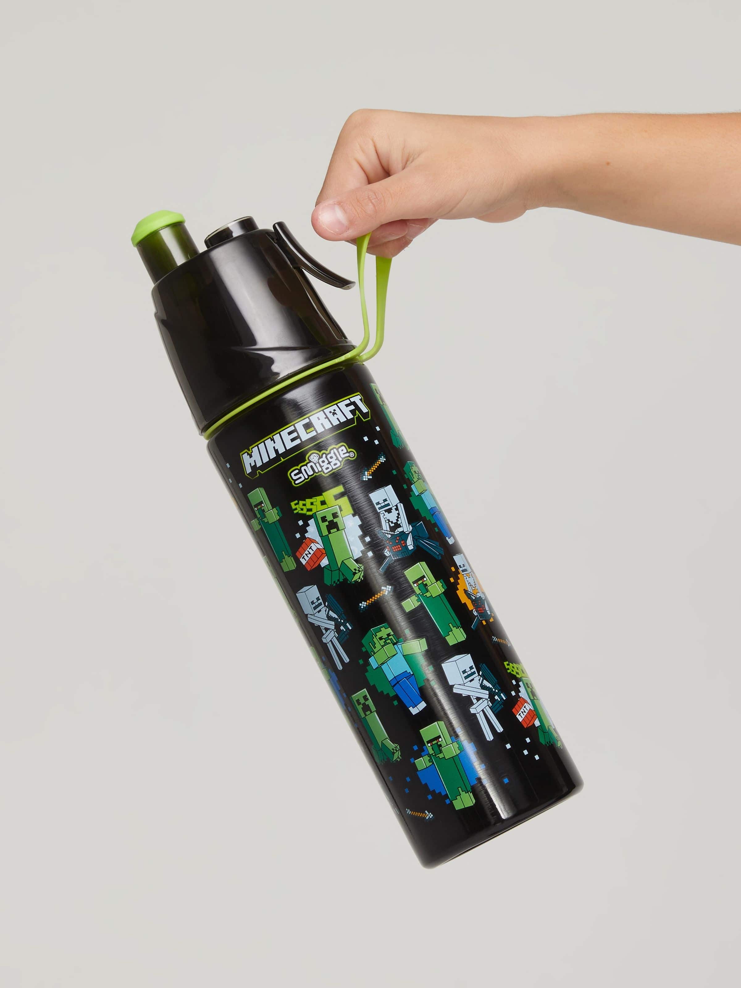 Smiggle - Minecraft पानी स्प्रे वाला 500ML स्टील की बोतल