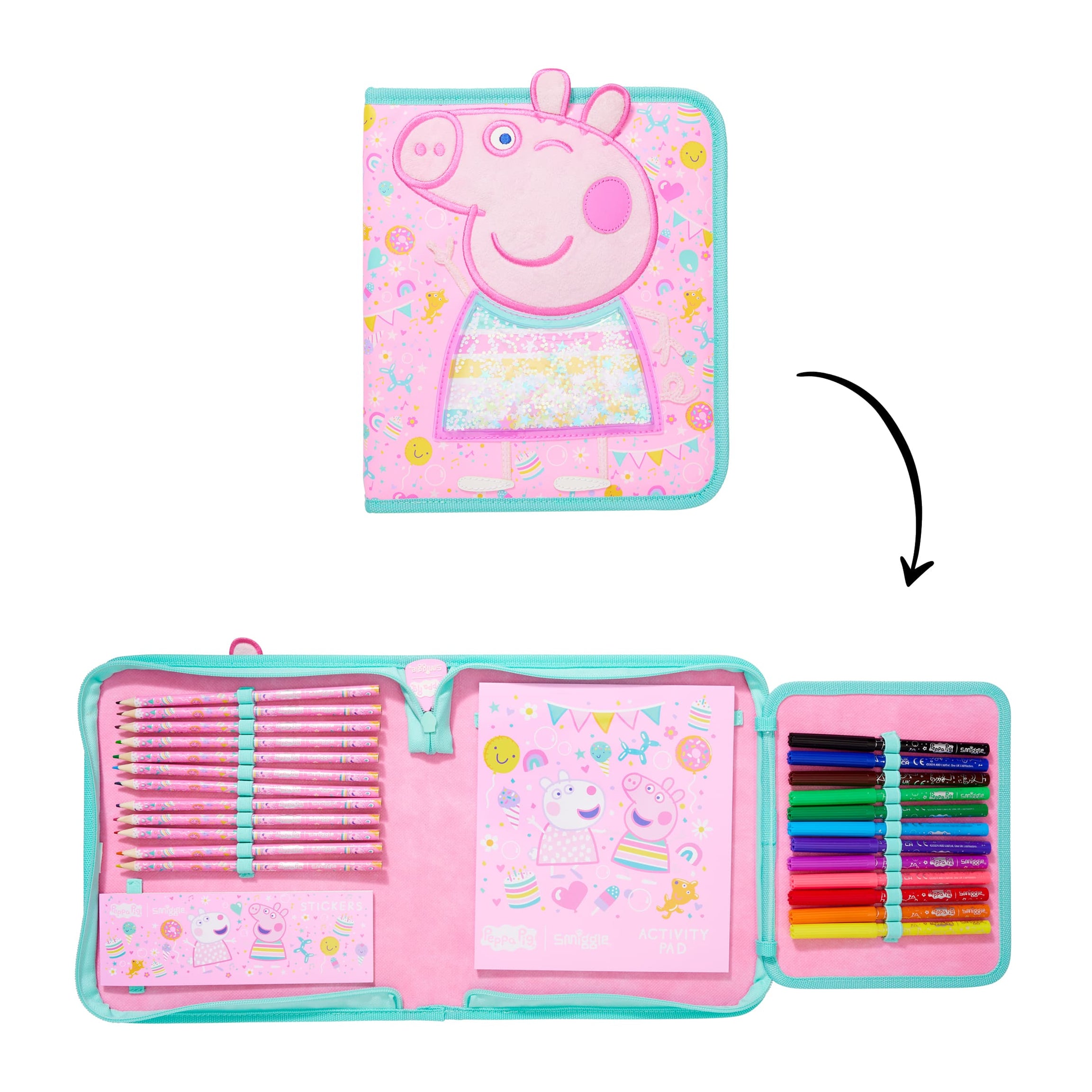 Smiggle - Peppa Pig Kalem Kutusu ve Kırtasiye Seti - Dinossi
