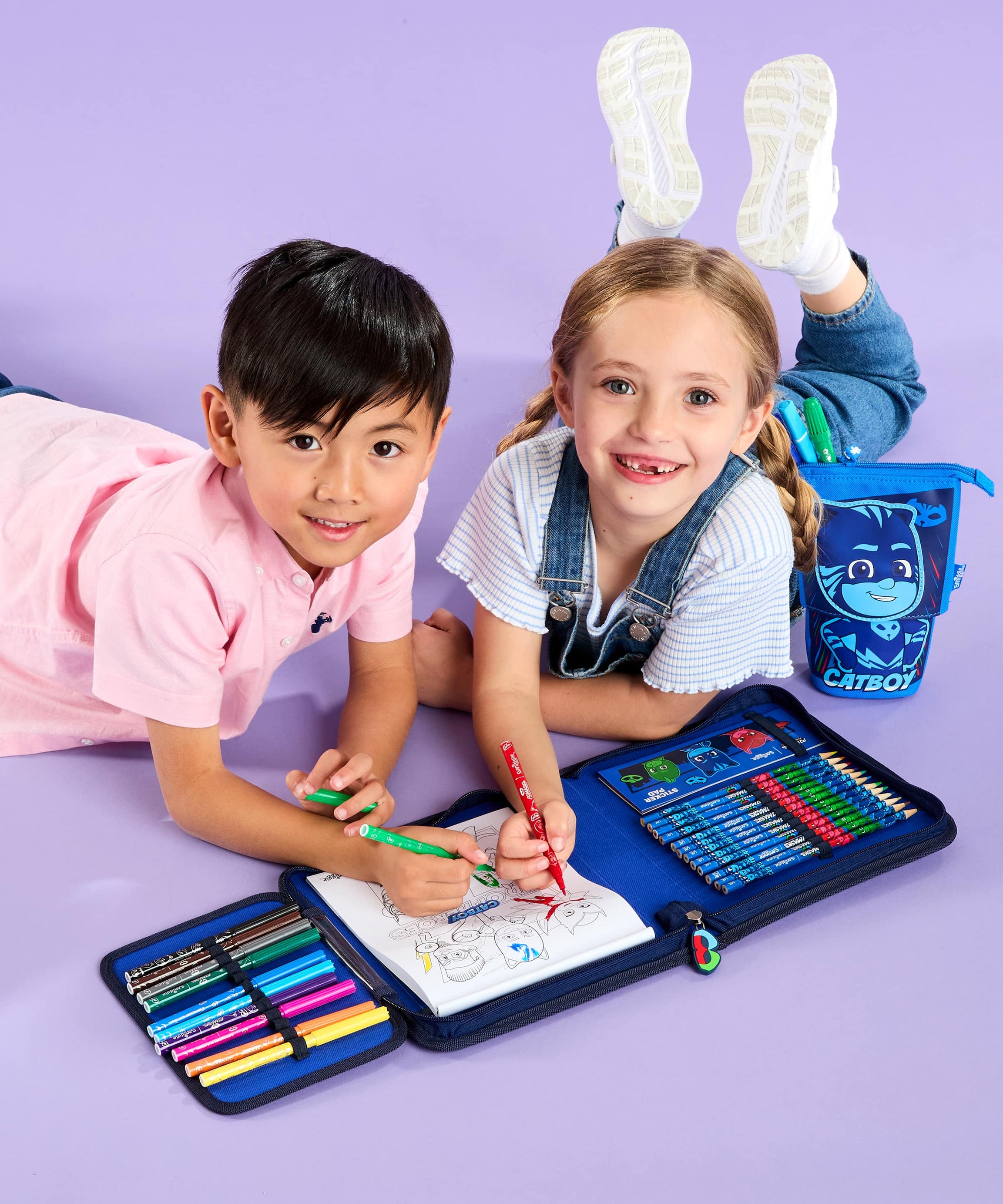 Smiggle - PJ Mask स्टेशनरी सेट और पेंसिल बॉक्स