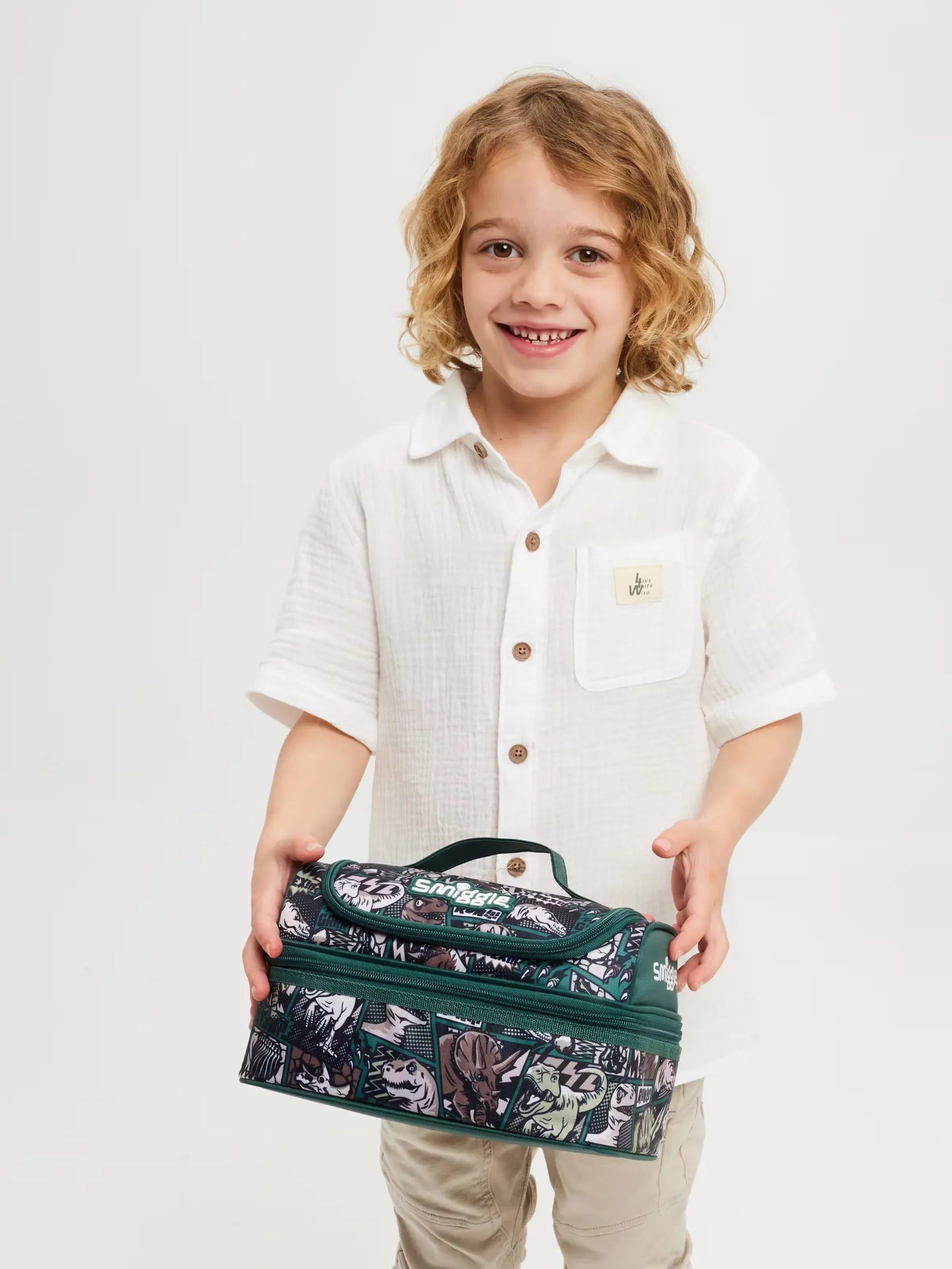 Smiggle - Wonder Çift Katlı Beslenme Çantası - Dinossi
