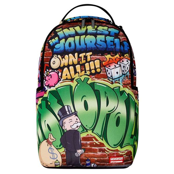 Sprayground - Monopoly Man ग्रैफिटी Dlxr पीठ बैग
