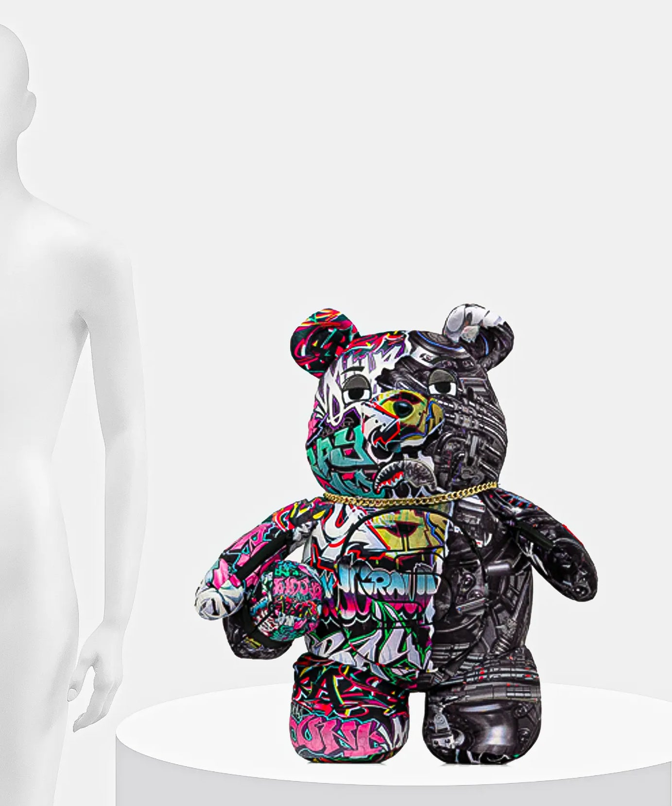 Sprayground - स्प्लिट साइबरशार्क पैरा आयısı टेडी बैकपैक