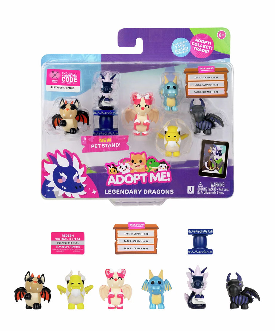 स्क्विशमैलोज़ - मुझे गोद लो! 6 का सेट पौराणिक ड्रैगन खिलौना आकृतियाँ