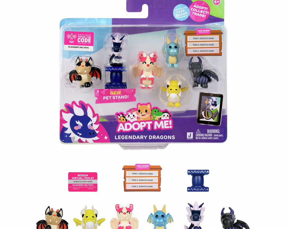 स्क्विशमैलोज़ - मुझे गोद लो! 6 का सेट पौराणिक ड्रैगन खिलौना आकृतियाँ