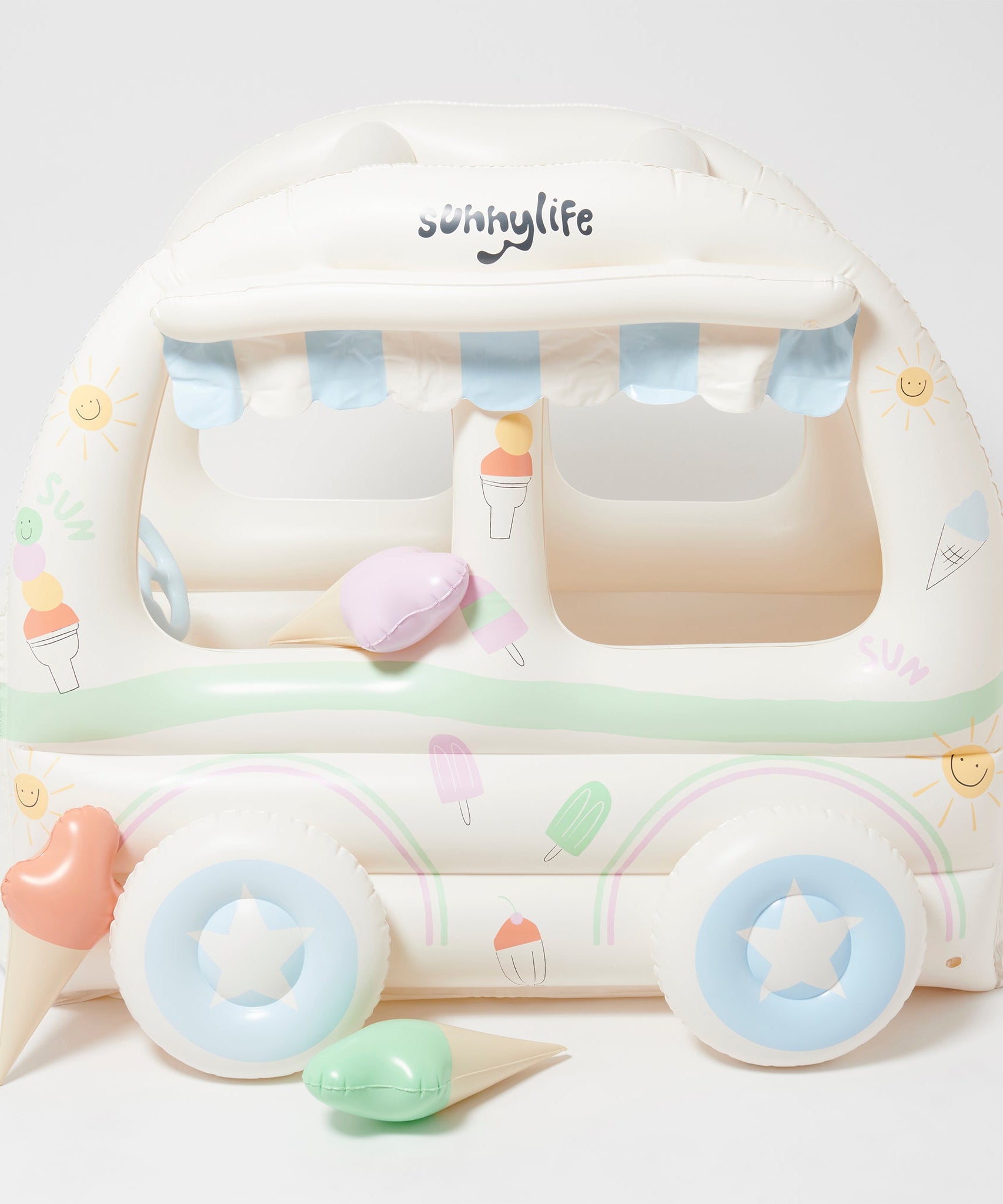 Sunnylife - बच्चों के लिए समुद्र तट और बगीचे का फुलाने वाला आइसक्रीम विक्रेता खेल सेट