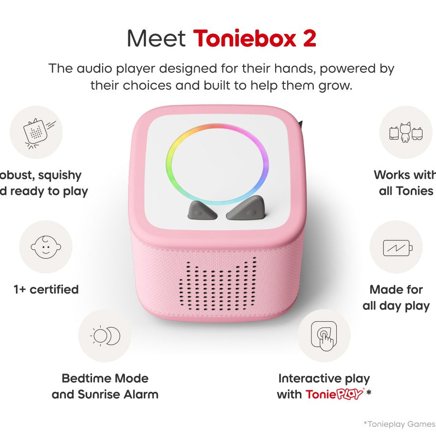 Tonies - Toniebox 2 बादल गुलाबी प्रारंभिक सेट बॉक्स