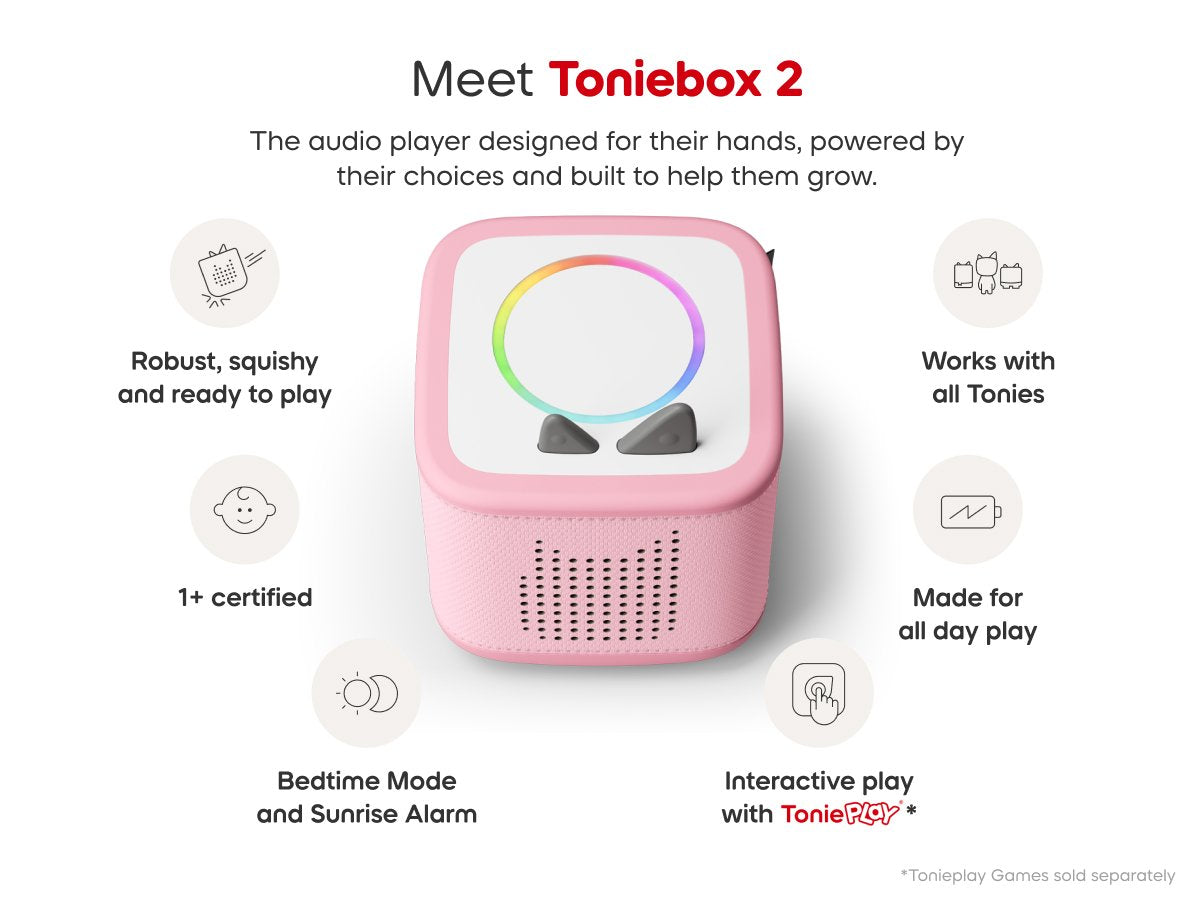 Tonies - Toniebox 2 बादल गुलाबी प्रारंभिक सेट बॉक्स