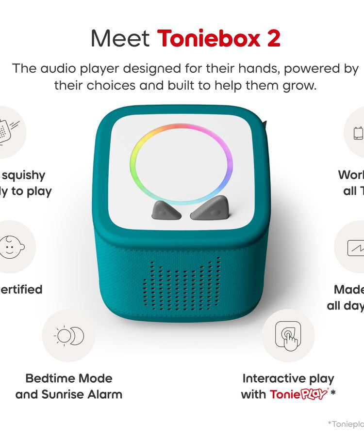 Tonies - Toniebox 2 ट्रॉपिकल टरक्वॉइज शुरुआत सेट बॉक्स