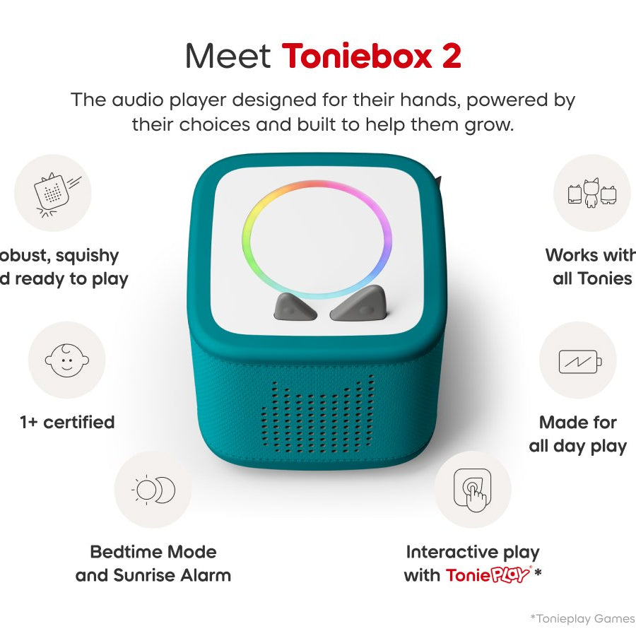 Tonies - Toniebox 2 ट्रॉपिकल टरक्वॉइज शुरुआत सेट बॉक्स