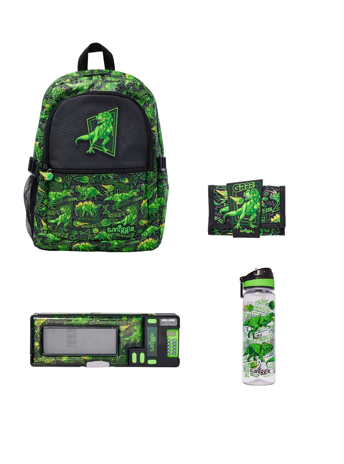 Smiggle - Wild Side 4lü Okul Çanta Seti-Dinossi